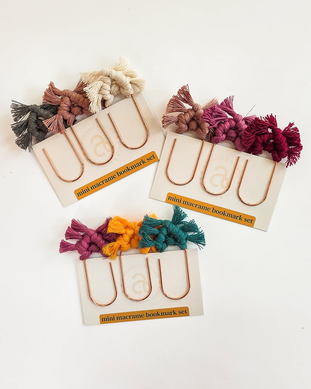 3 Pack Mini Macrame Bookmarks, Handmade Cotton Fiber Art