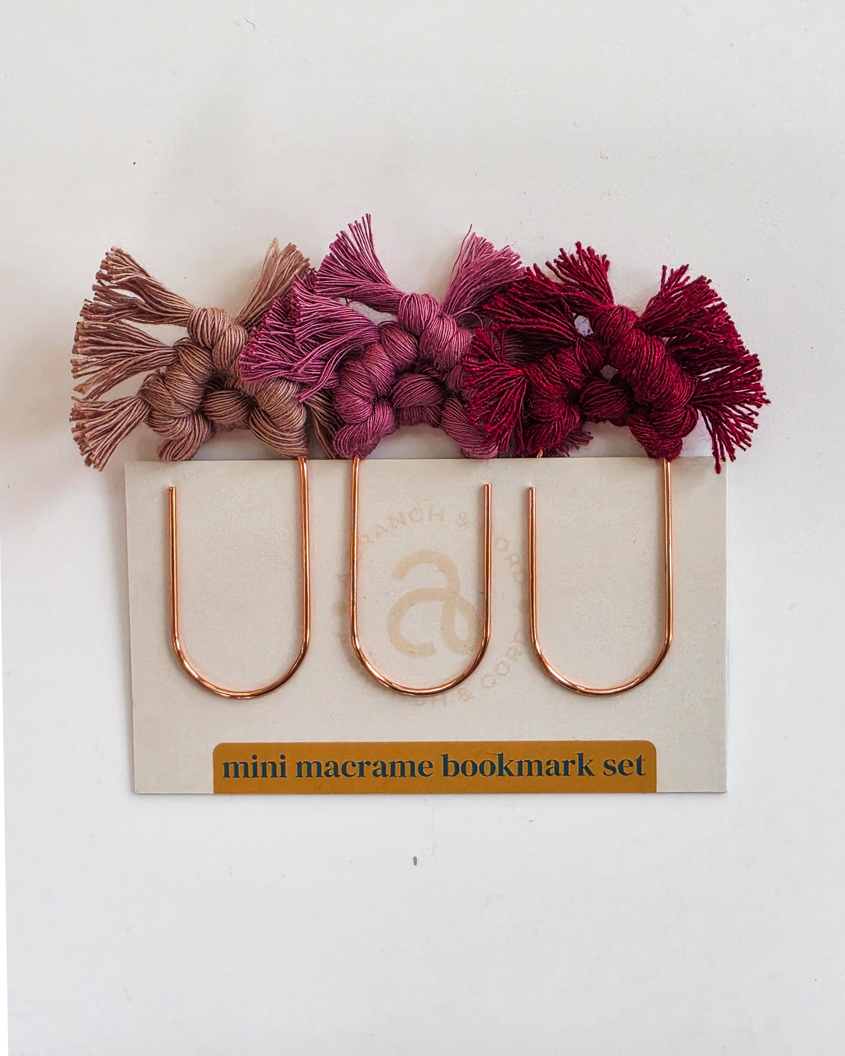 3 Pack Mini Macrame Bookmarks, Handmade Cotton Fiber Art, view 3