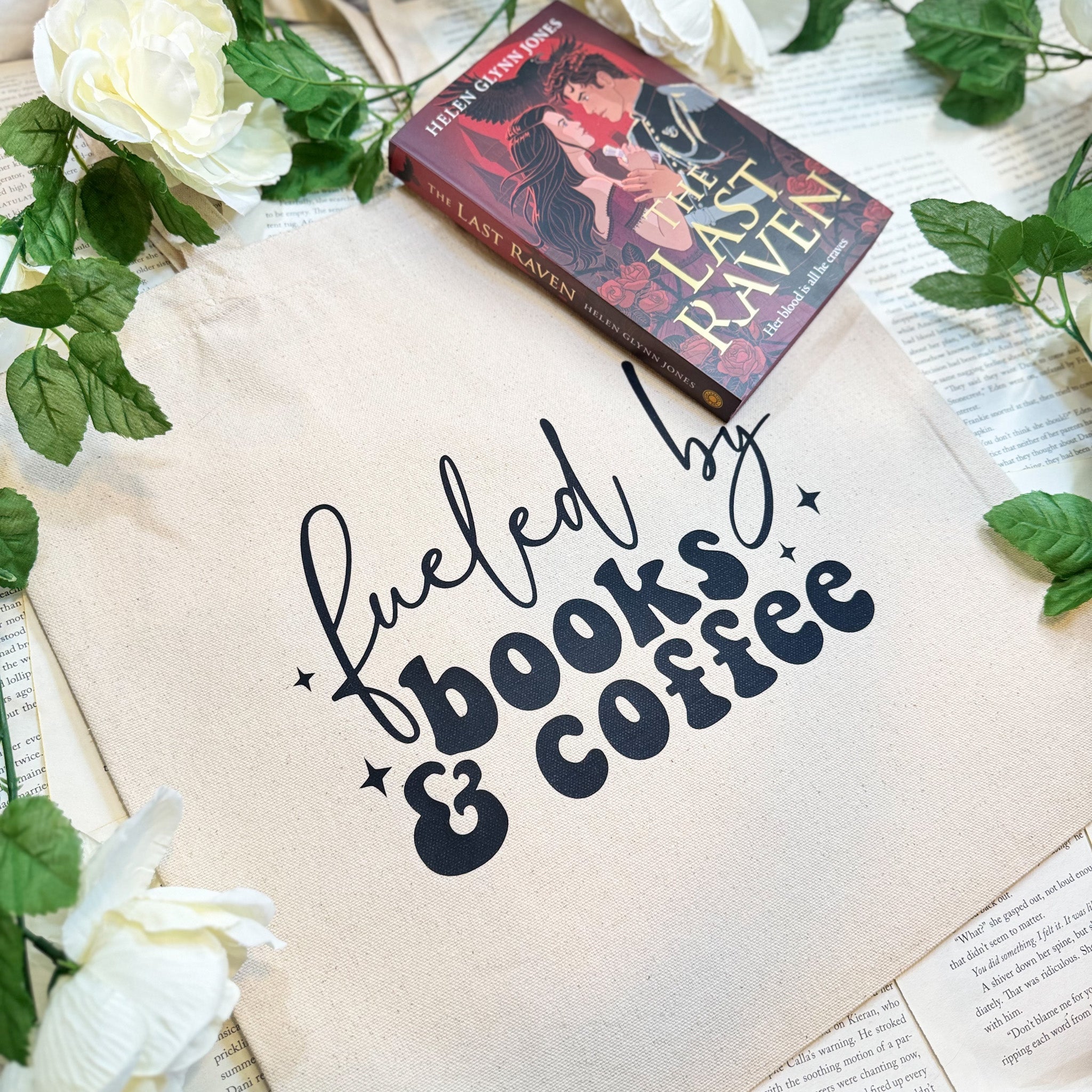 Fueled By Books & Coffee canvas tote bag