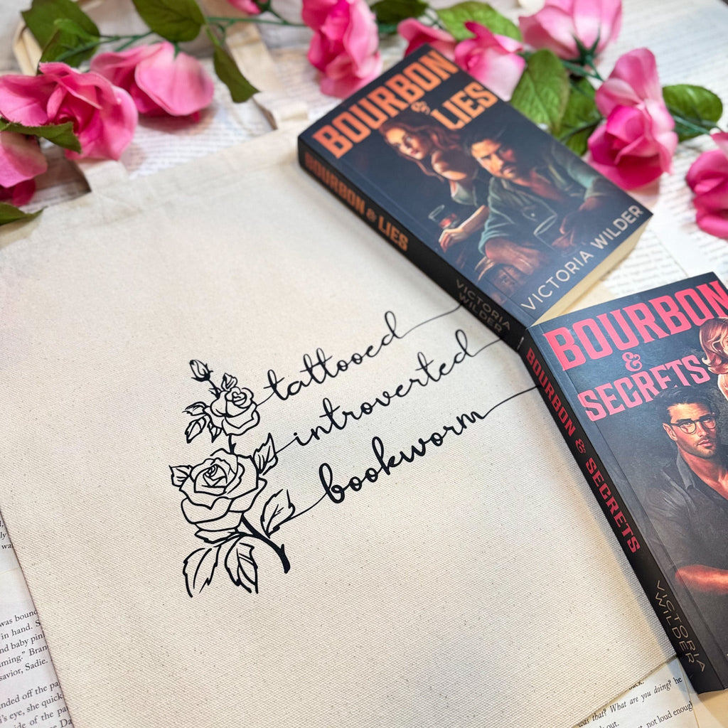 Tattooed Introverted Bookworm canvas tote bag