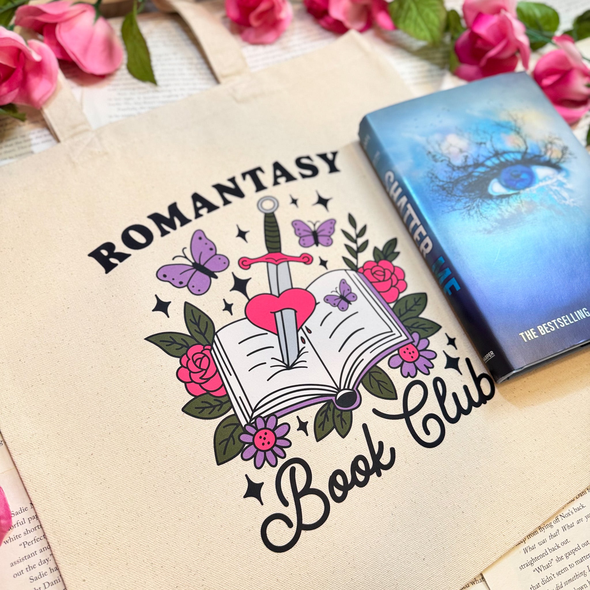 Romantasy Book Club canvas tote bag, view 3