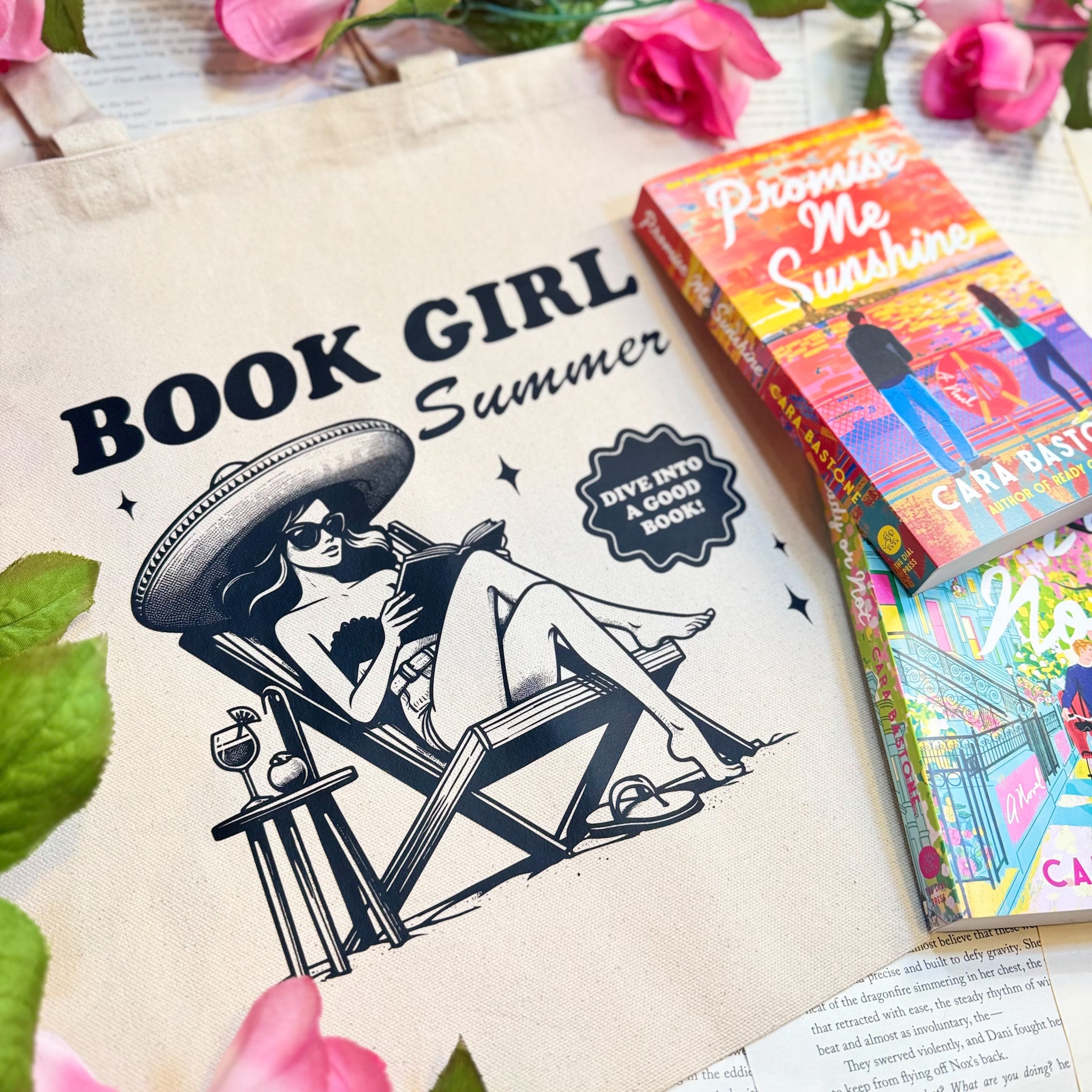 Book Girl Summer canvas tote bag