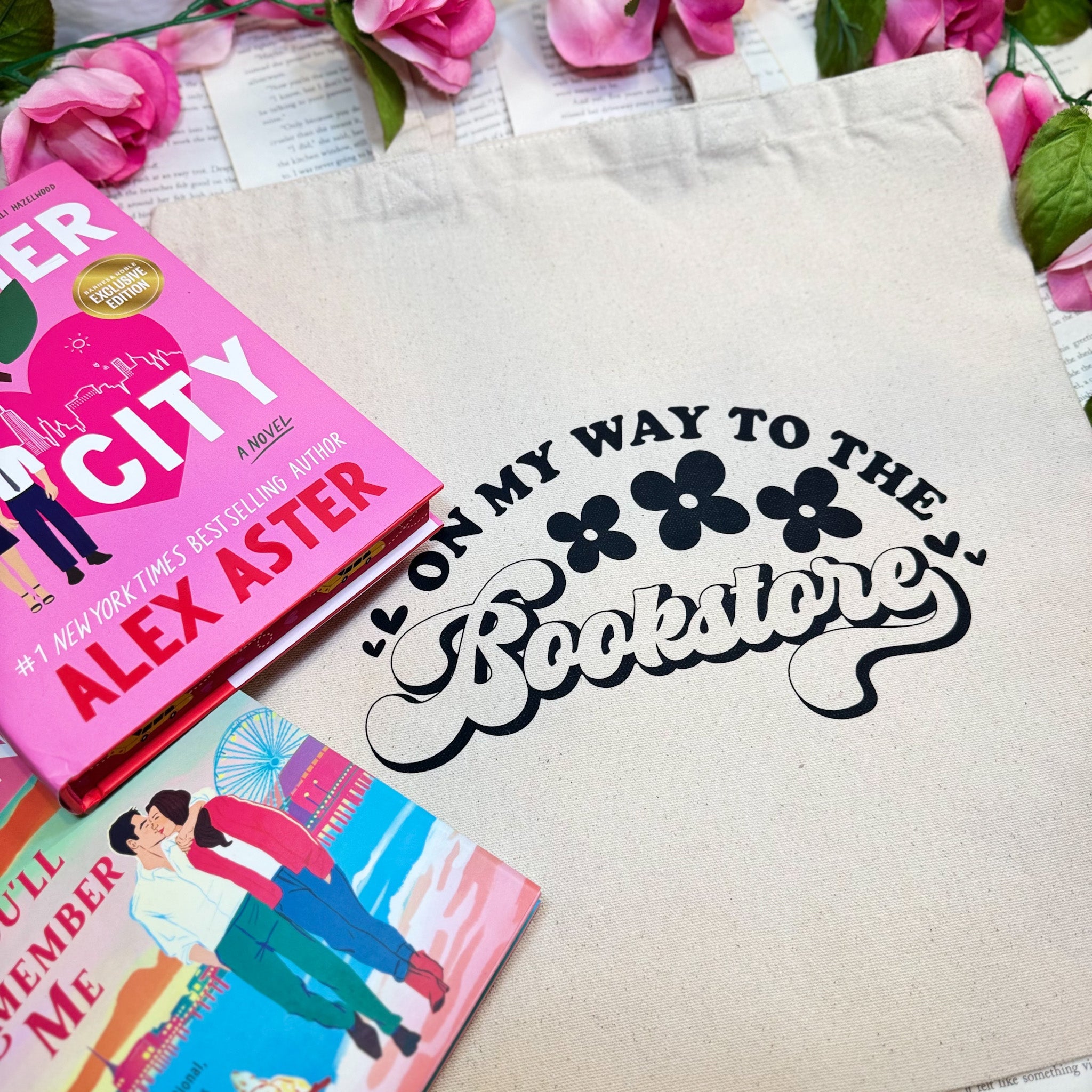 On My Way to the Bookstore canvas tote bag, view 3
