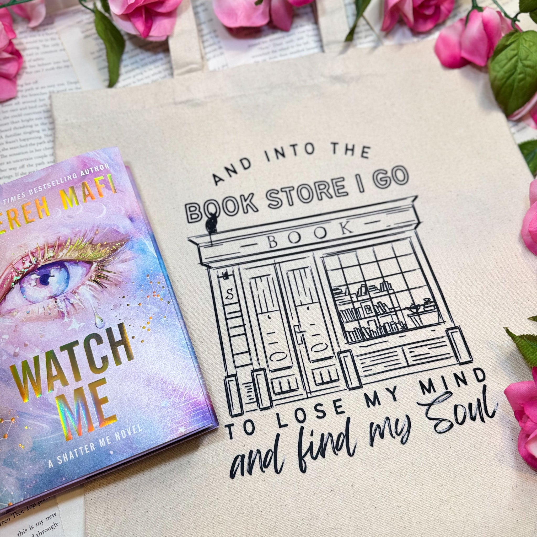 Into the Bookstore I Go canvas tote bag, view 2