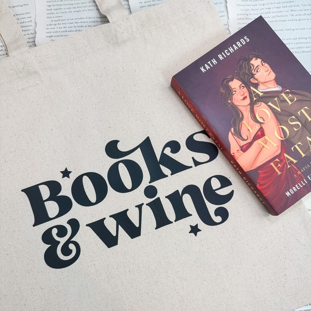 Books & Wine canvas tote bag