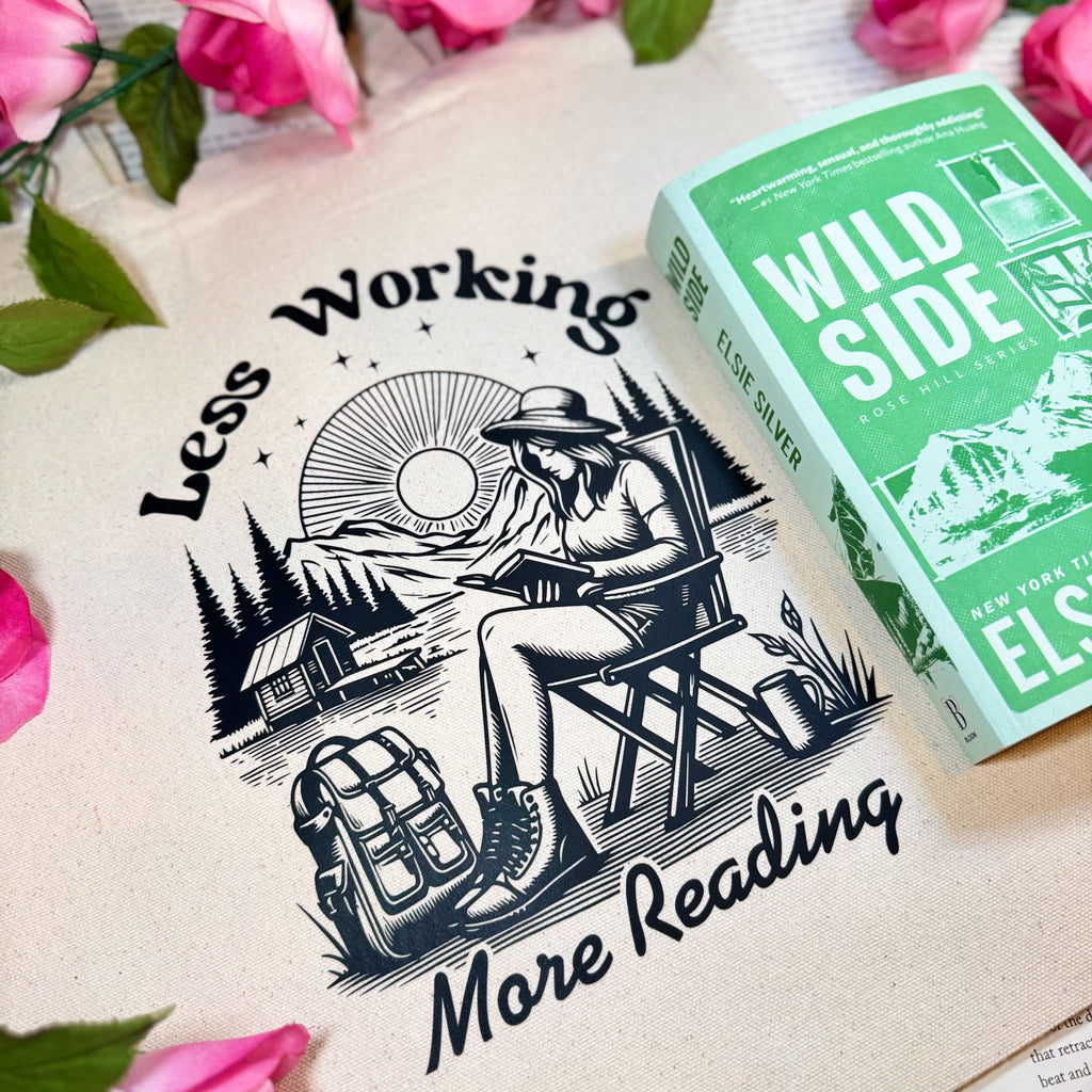 Less Working More Reading canvas tote bag