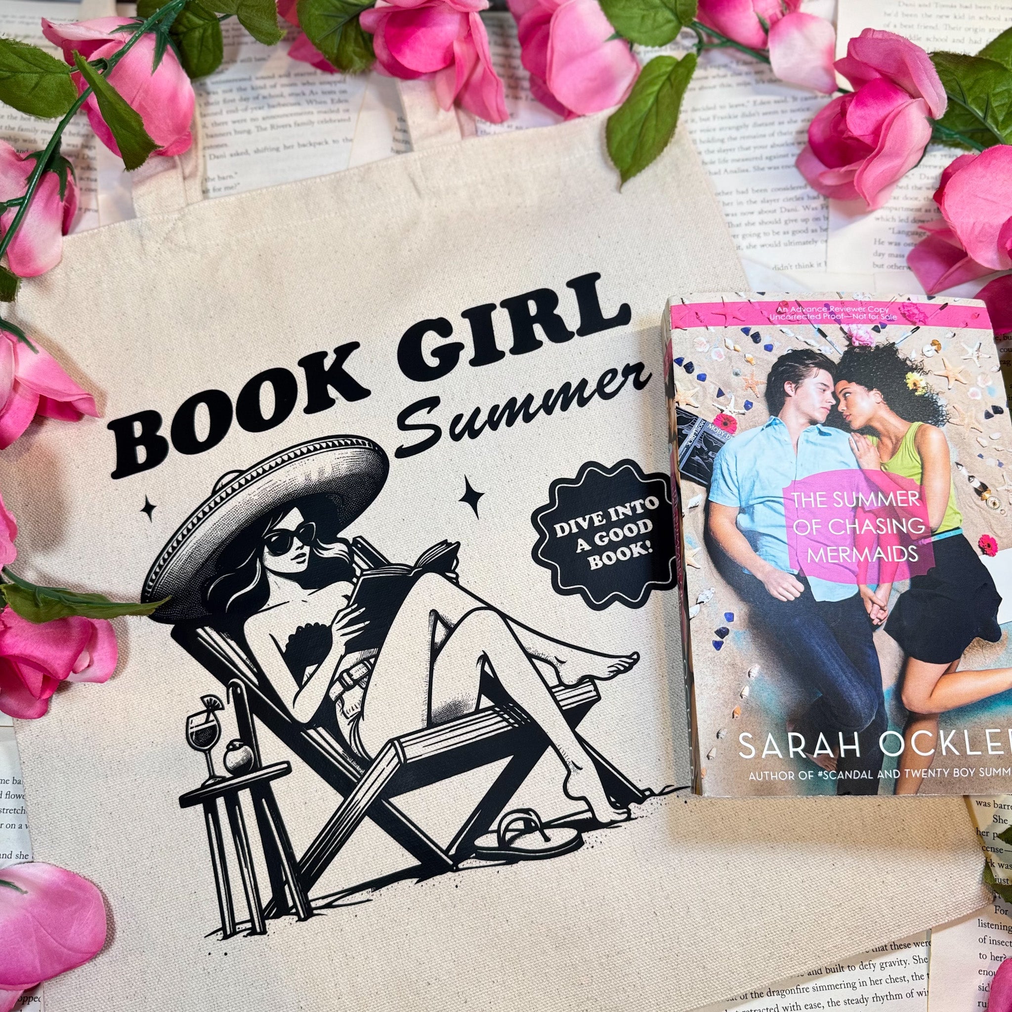 Book Girl Summer canvas tote bag, view 2