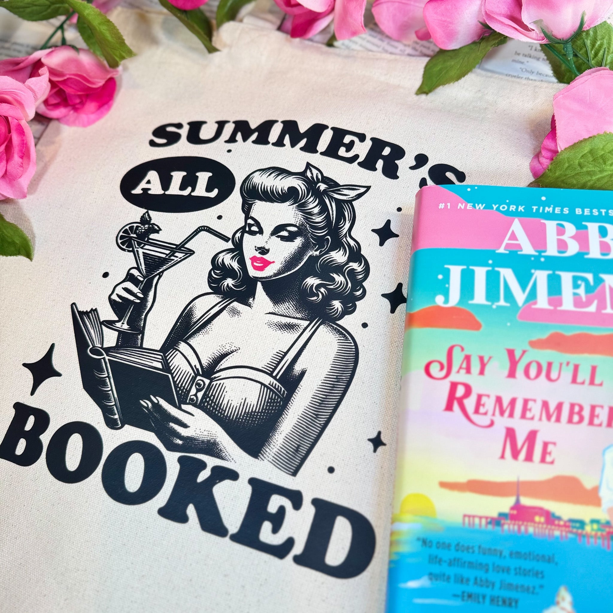 Summer’s All Booked canvas tote bag