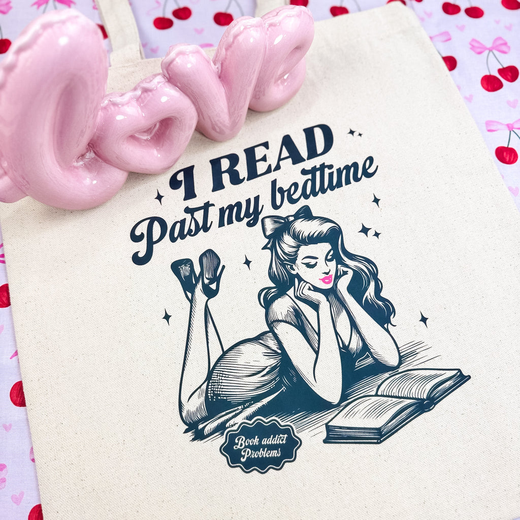 I Read Past My Bedtime canvas tote bag