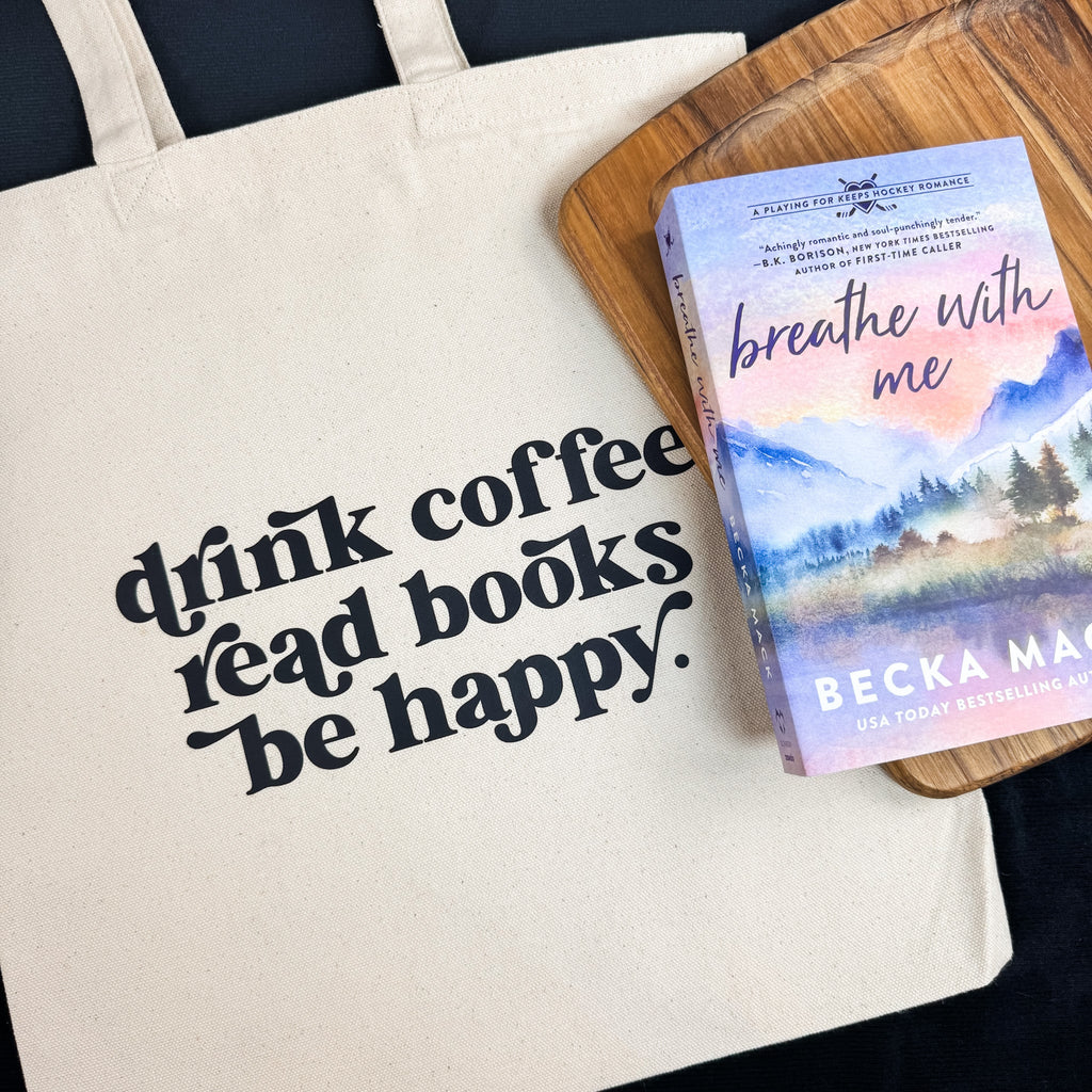 Drink Coffee Read Books Be Happy canvas tote bag
