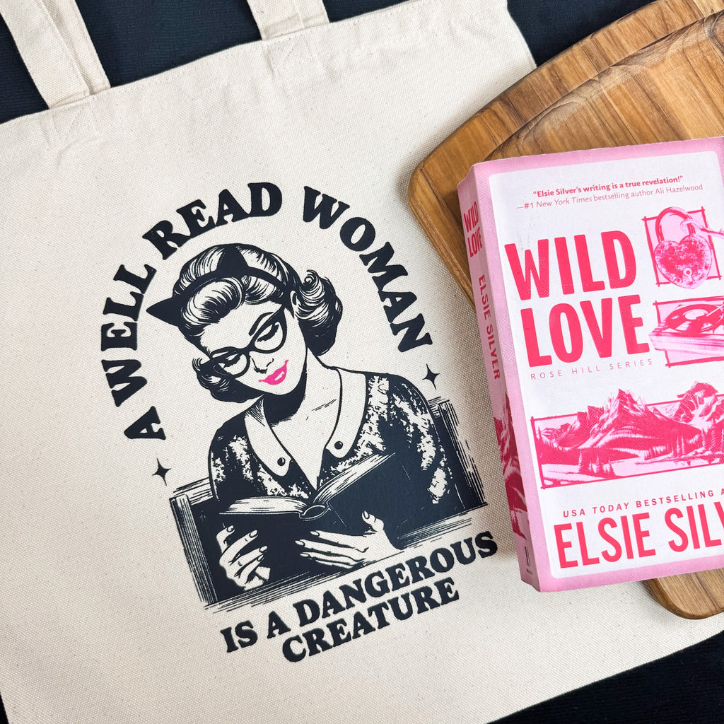 A Well Read Woman Is a Dangerous Creature canvas tote bag, view 4