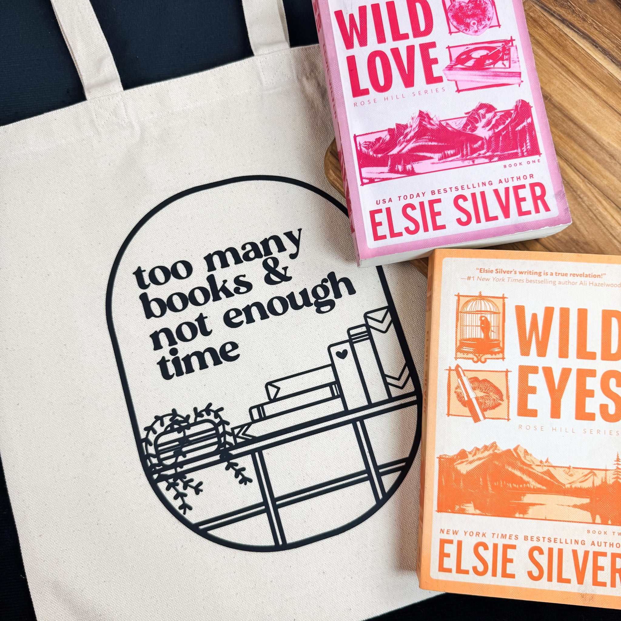 Too Many Books & Not Enough Time canvas tote bag, view 5