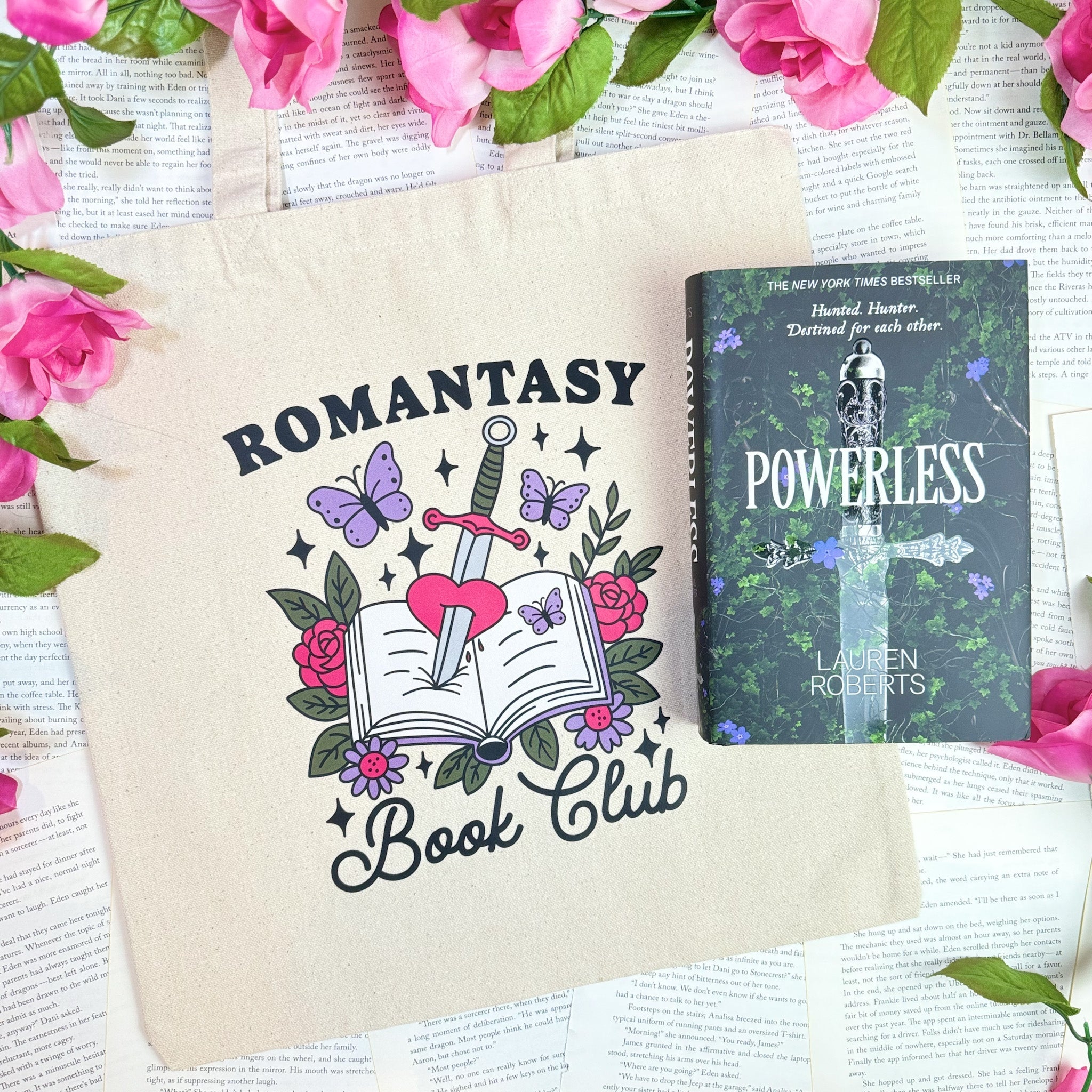 Romantasy Book Club canvas tote bag, view 4