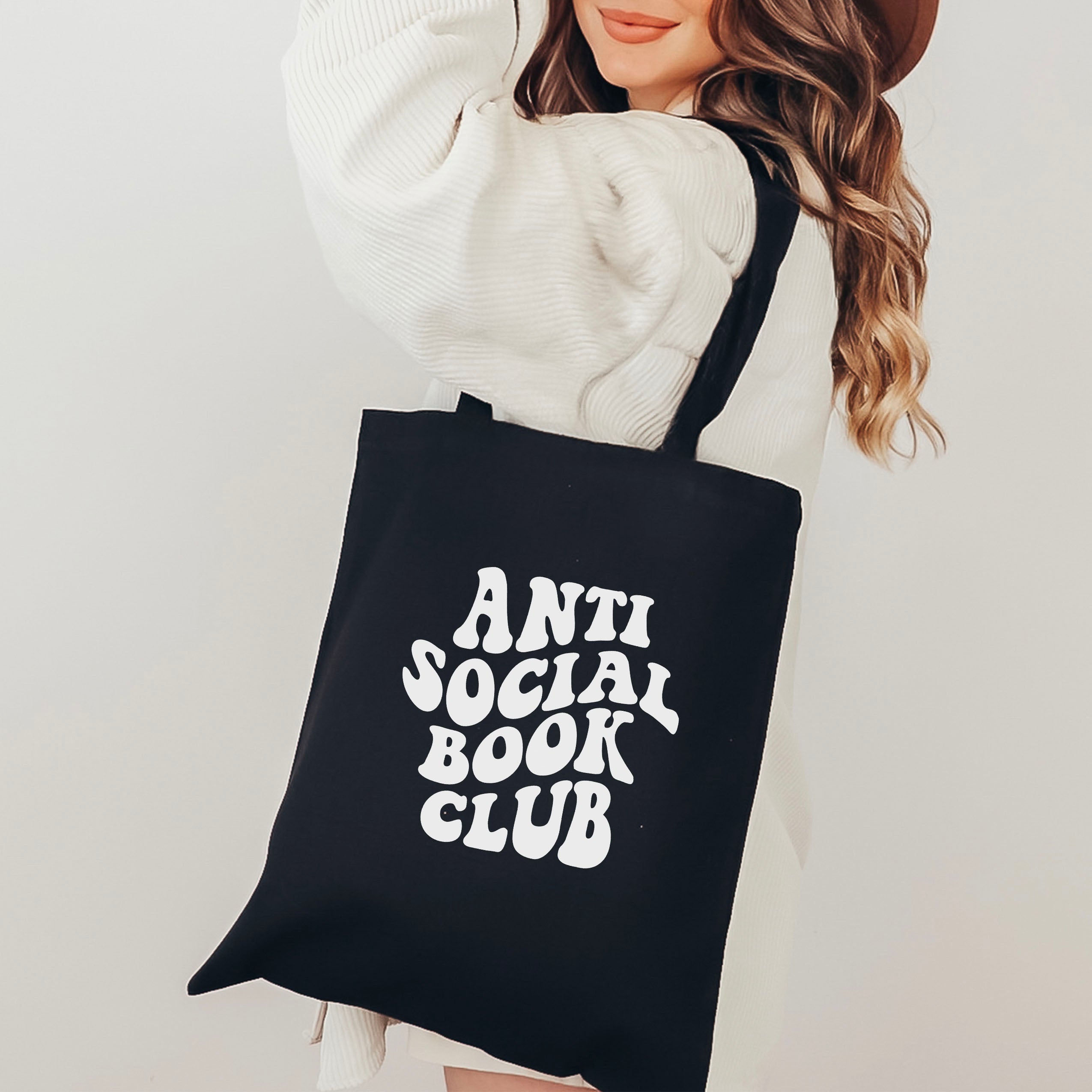 Anti-Social Book Club canvas tote bag, view 2