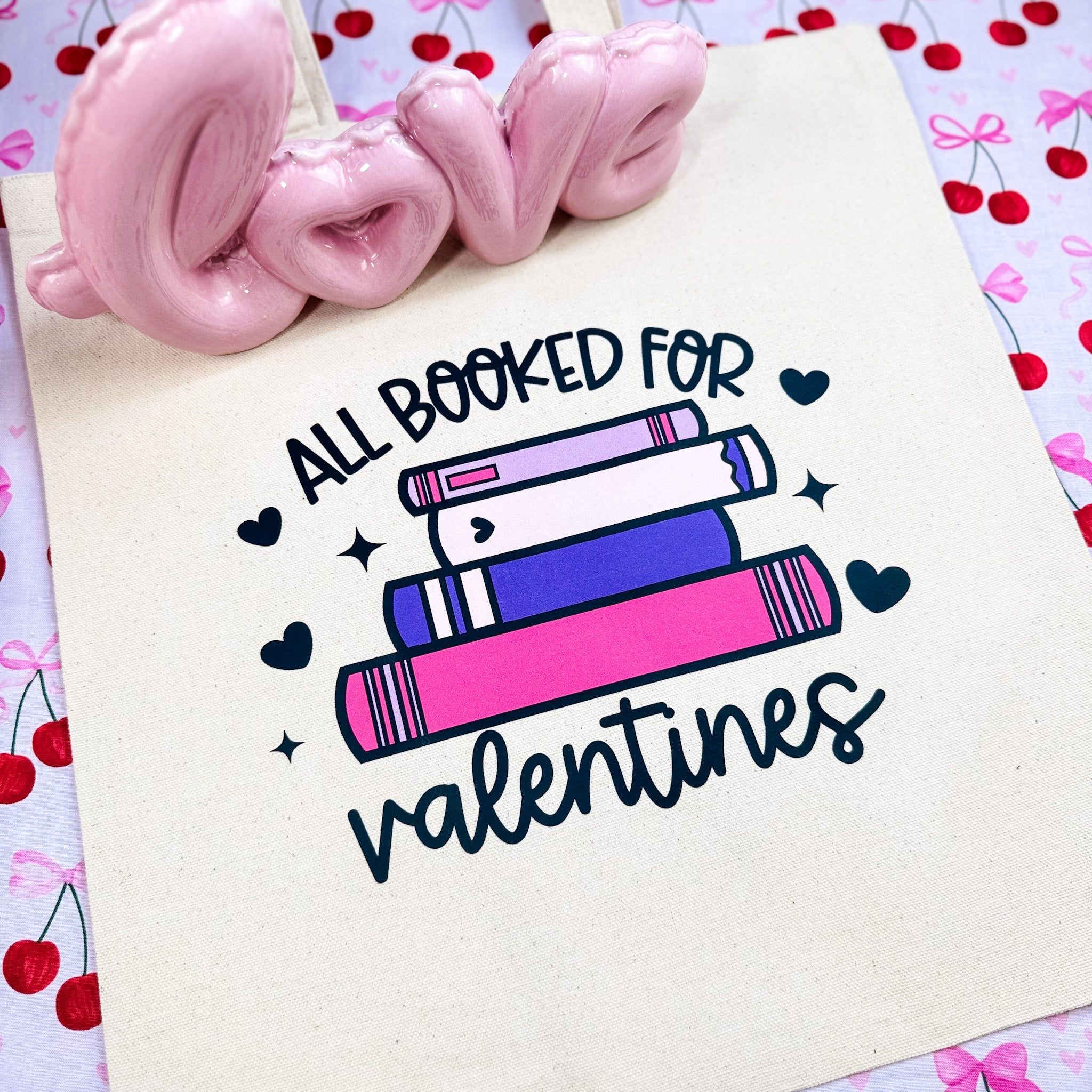 All Booked for Valentines canvas tote bag