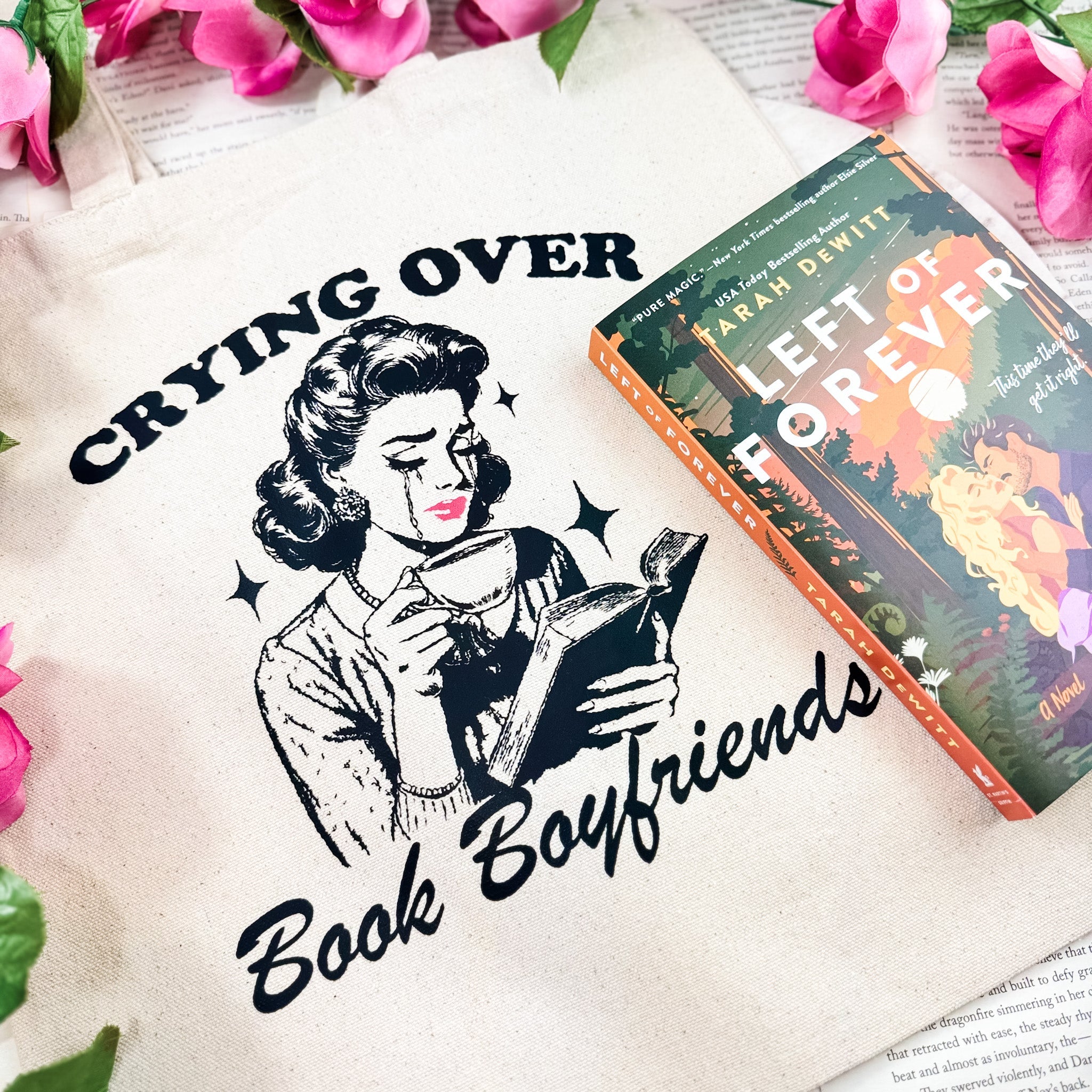 Crying Over Book Boyfriends canvas tote bag