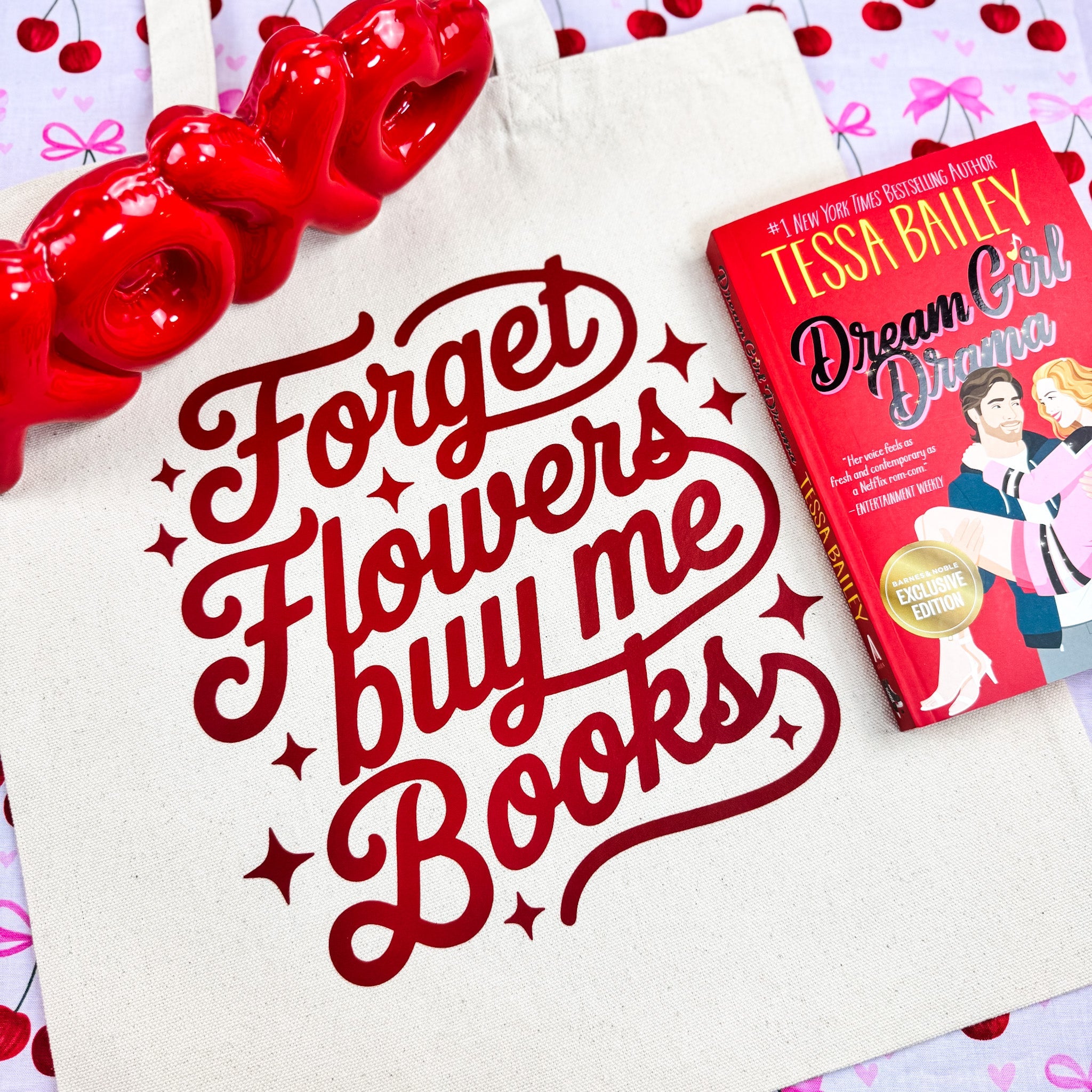 Forget Flowers Buy Me Books canvas tote bag