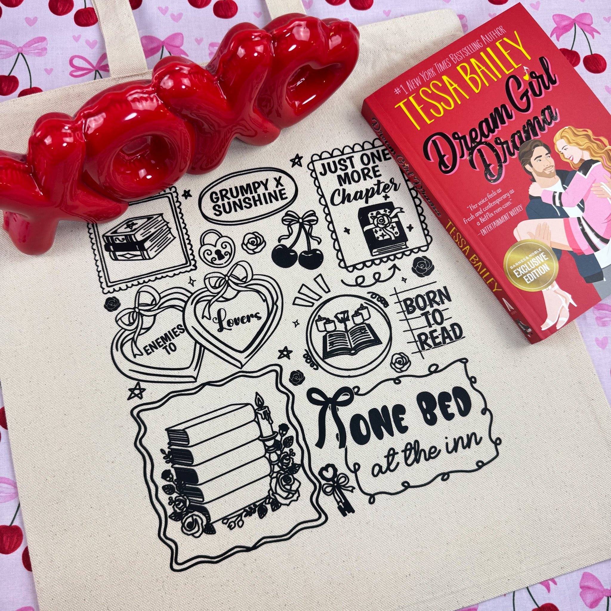 Bookish Romance Tropes canvas tote bag, view 2