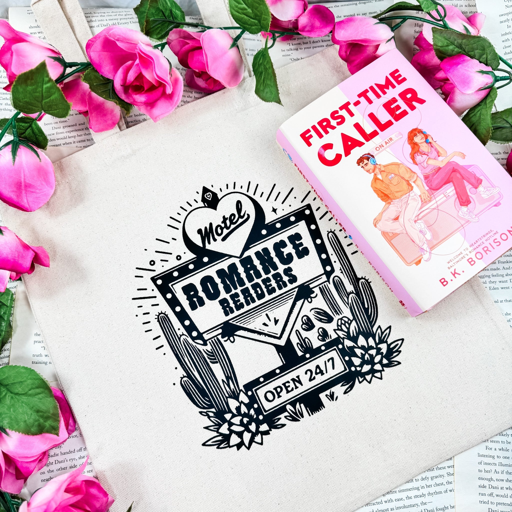 Romance Readers Motel canvas tote bag