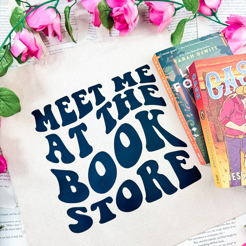 Meet Me at the Bookstore canvas tote bag, view 3