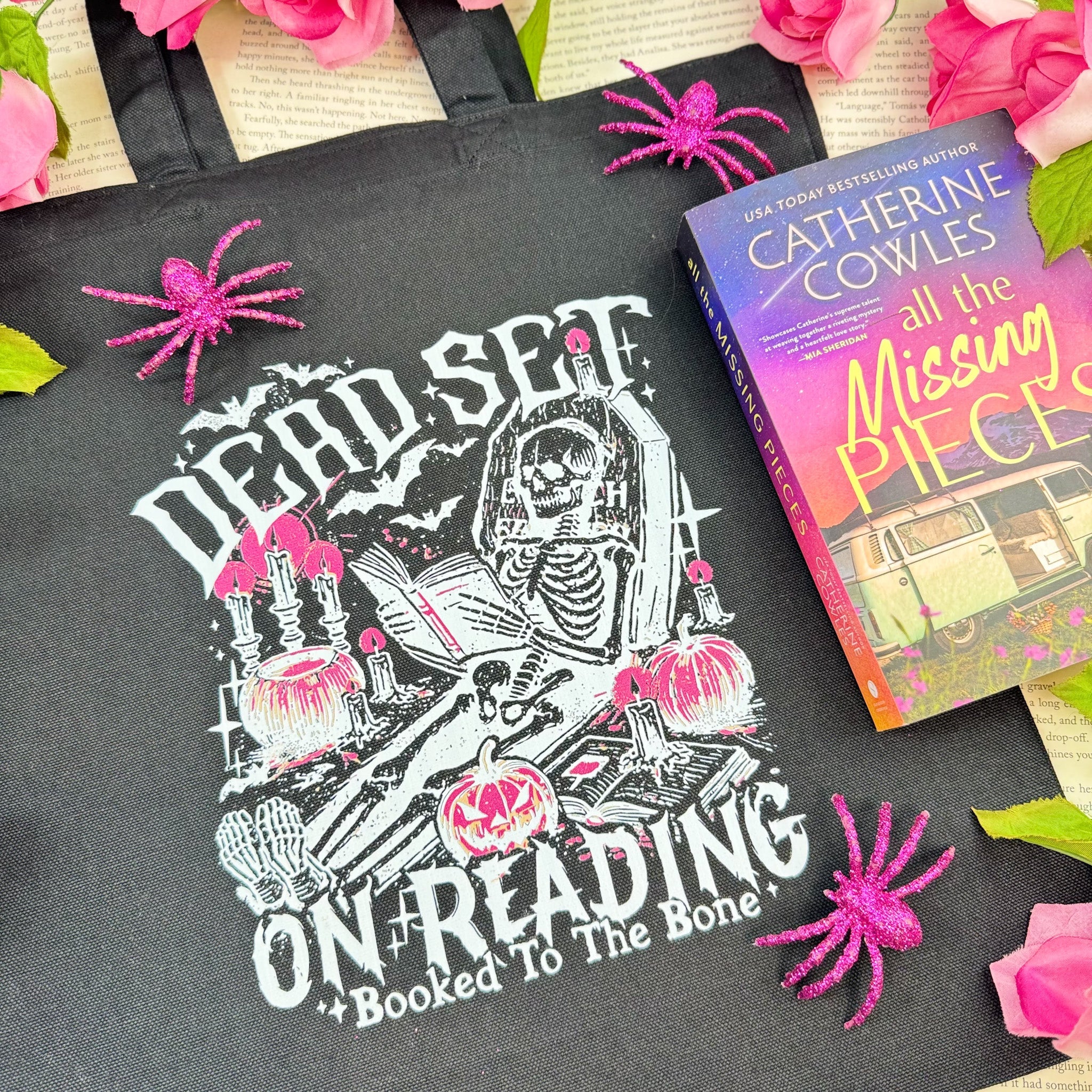 Dead Set On Reading canvas tote bag, view 2