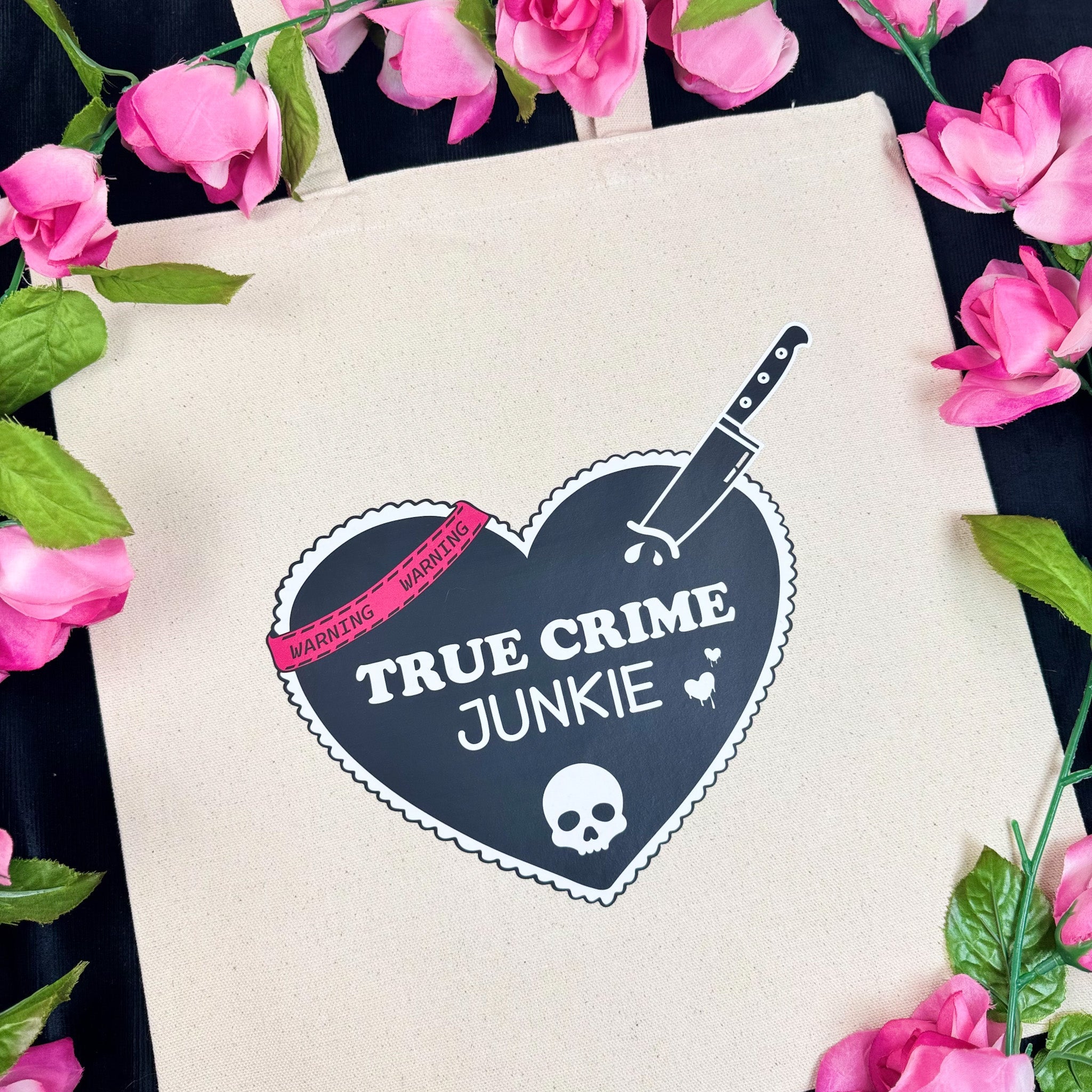 True Crime Junkie canvas tote bag, view 2