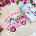 Merry Bookmas Holiday Book Truck canvas tote bag
