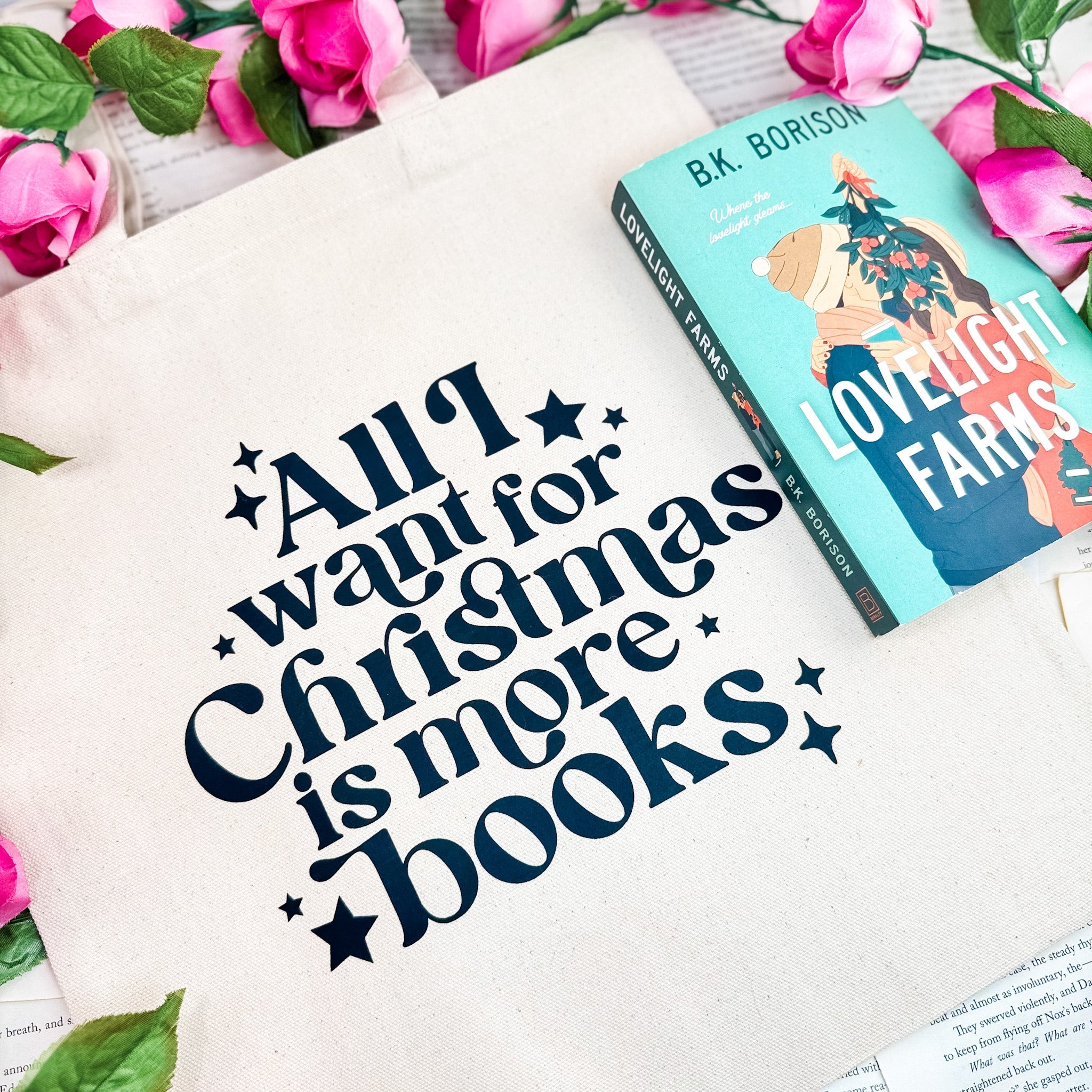 All I Want for Christmas is More Books canvas tote bag