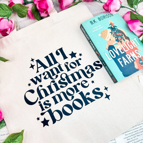 All I Want for Christmas is More Books canvas tote bag