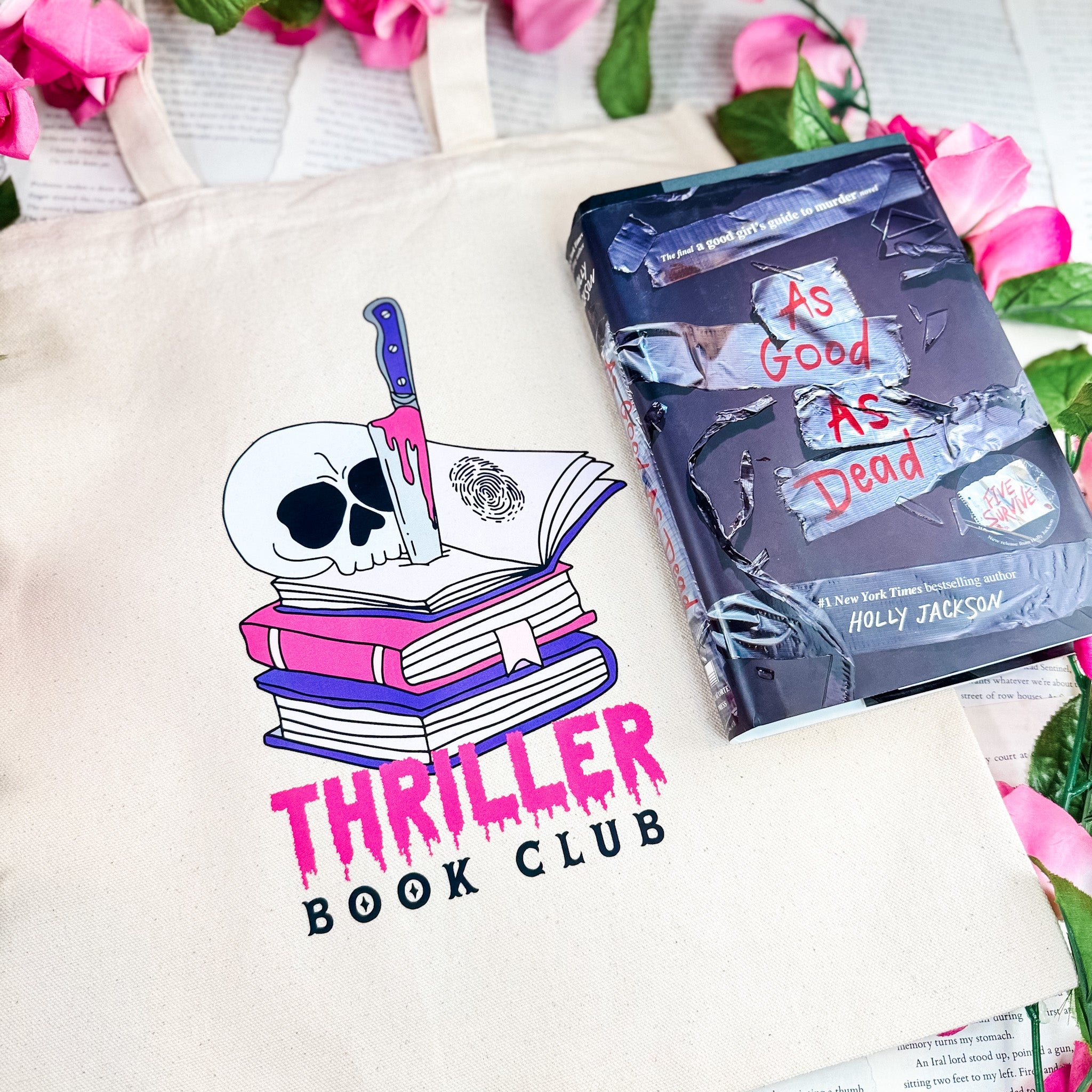 Thriller Book Club canvas tote bag