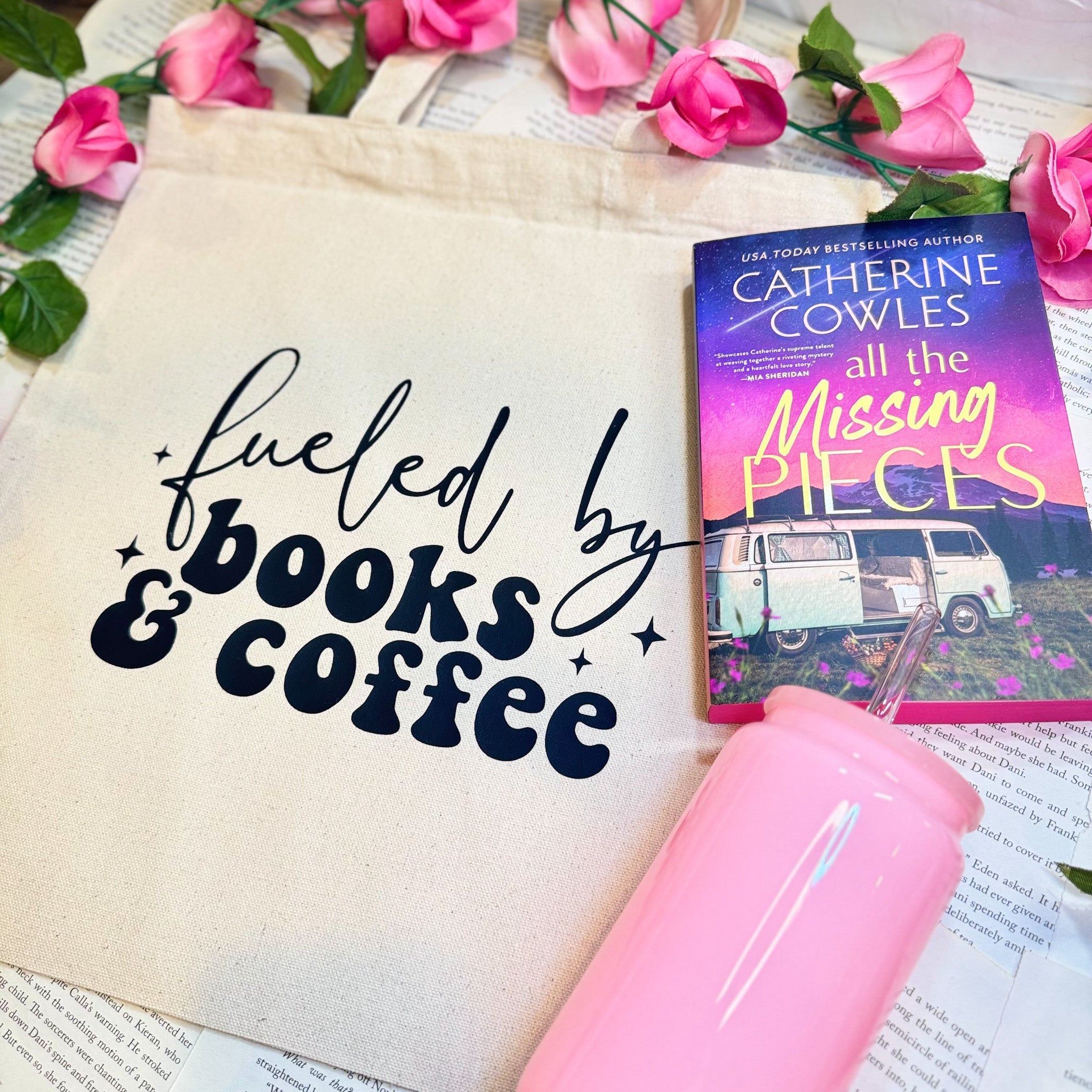 Fueled By Books & Coffee canvas tote bag, view 4