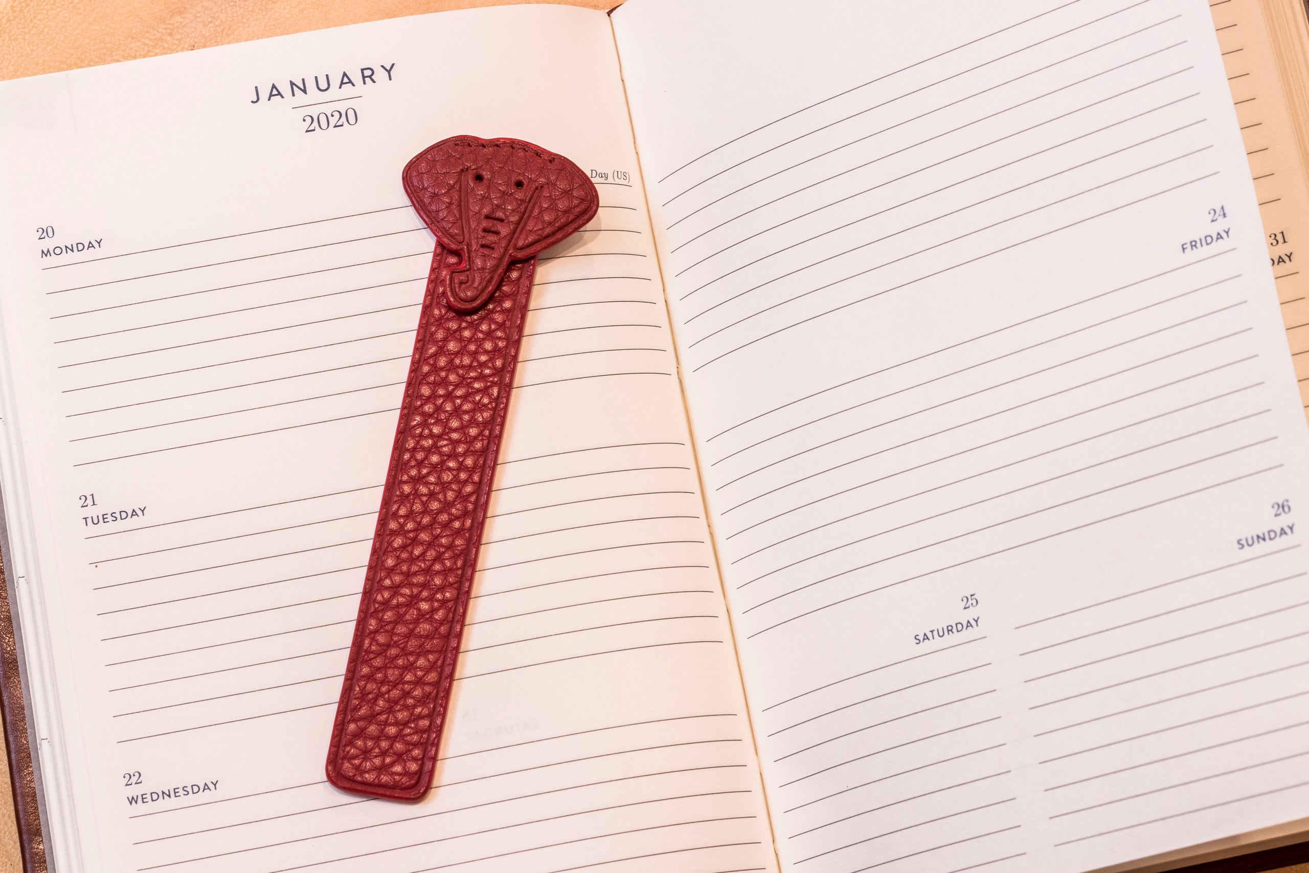 Kiko Leather Elephant Bookmark in Genuine Pebble Leather, view 2