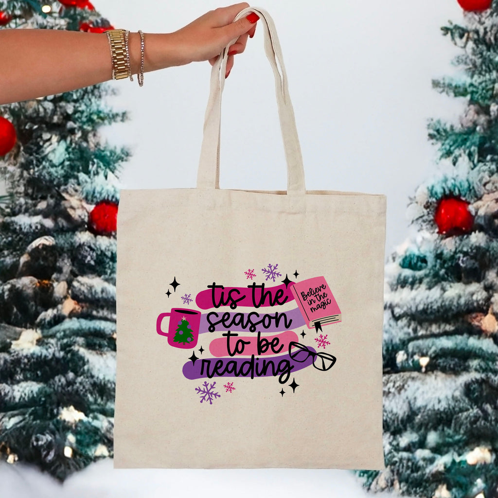 Tis the Season to Be Reading canvas tote bag, view 2