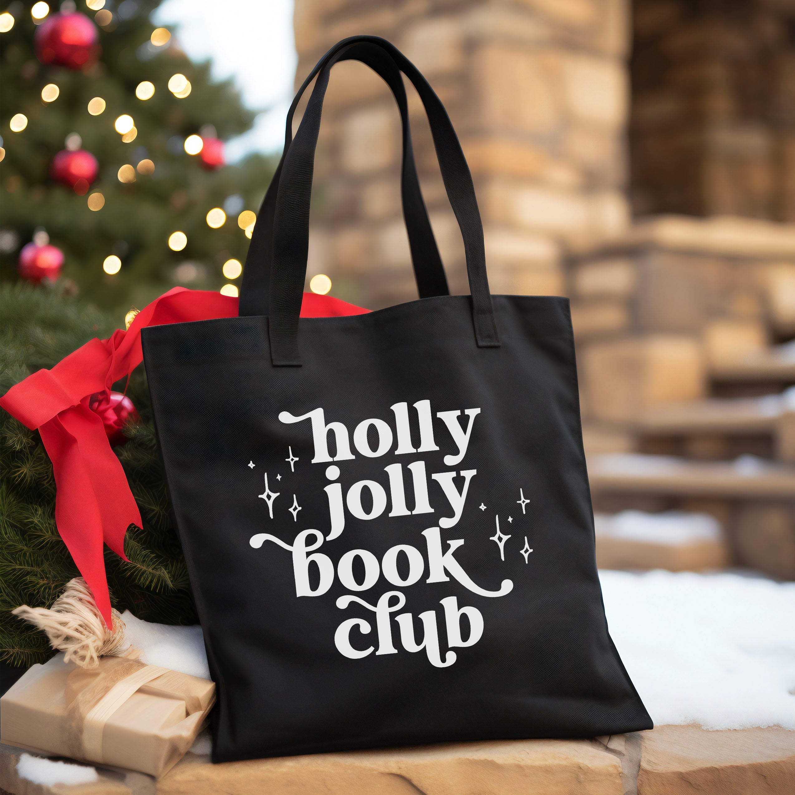 Holly Jolly Book Club canvas tote bag, view 2