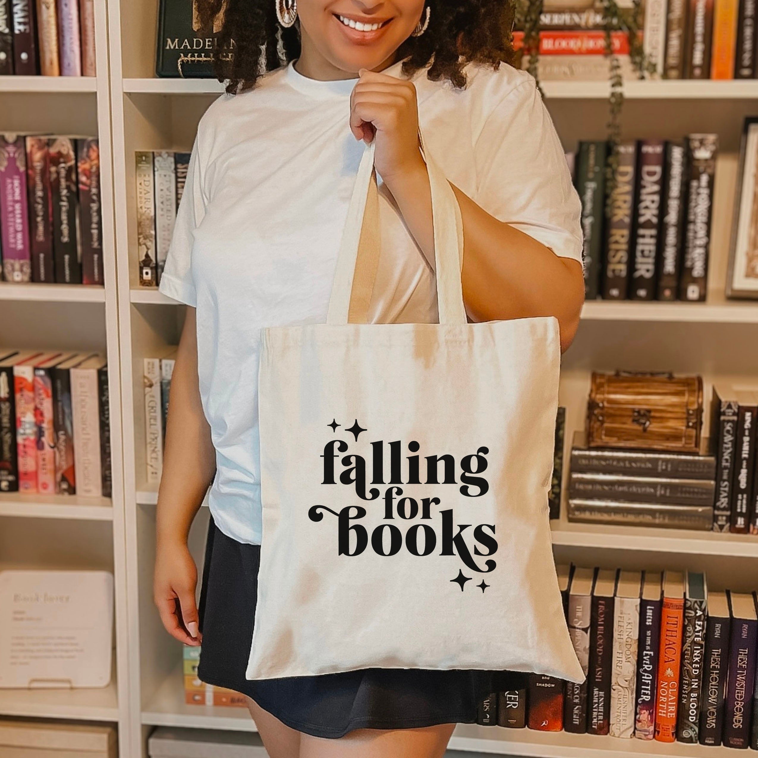 Falling For Books canvas tote bag