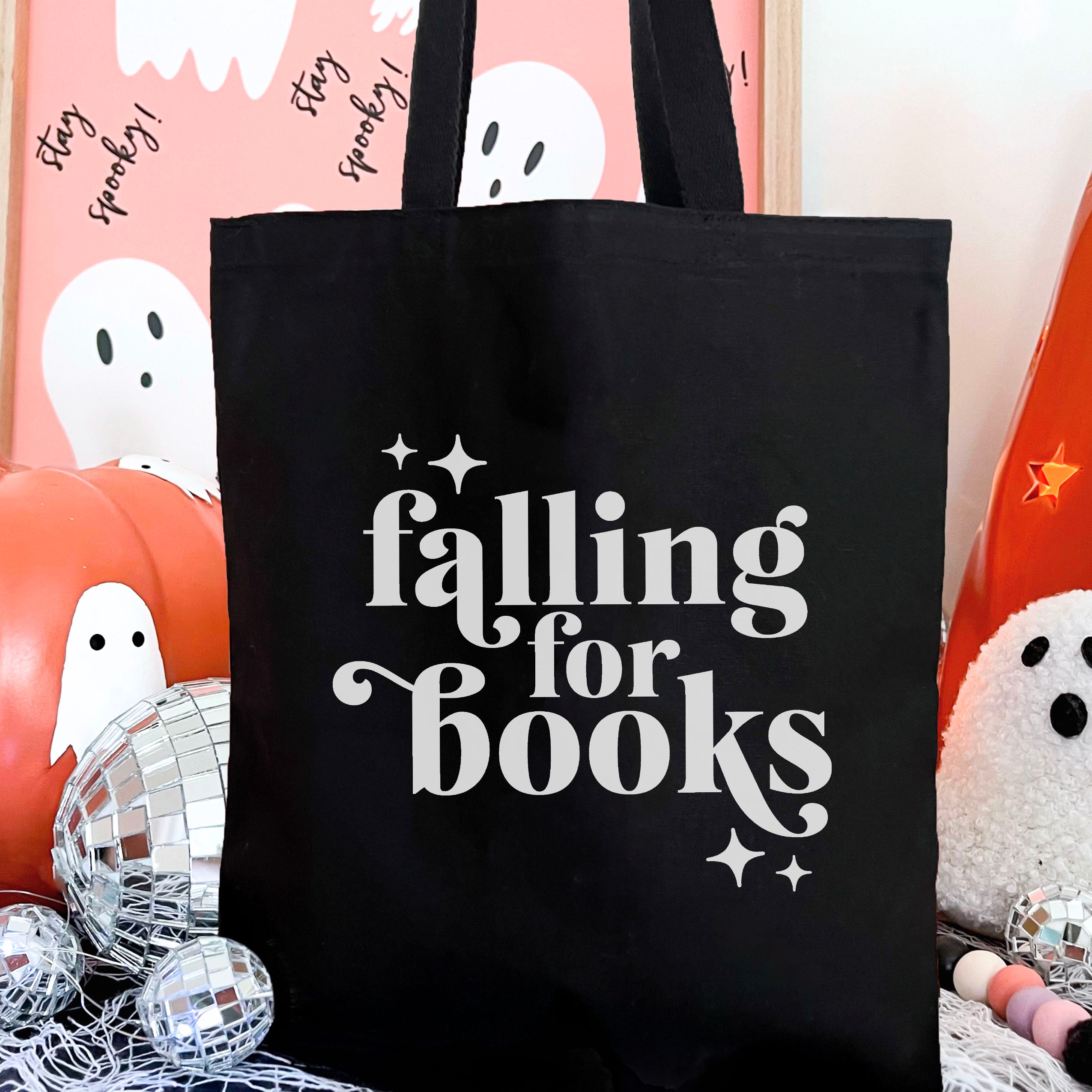 Falling For Books canvas tote bag, view 2