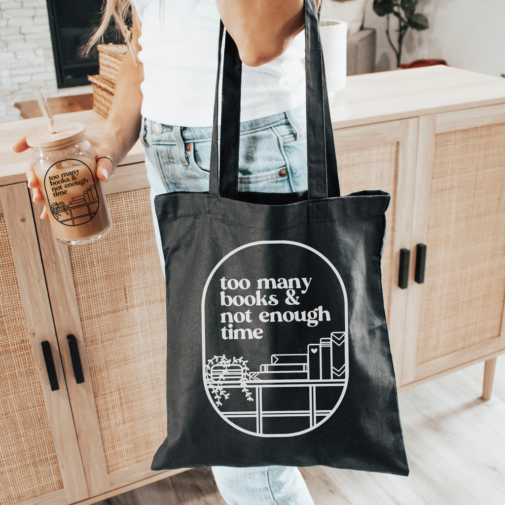 Too Many Books & Not Enough Time canvas tote bag, view 3