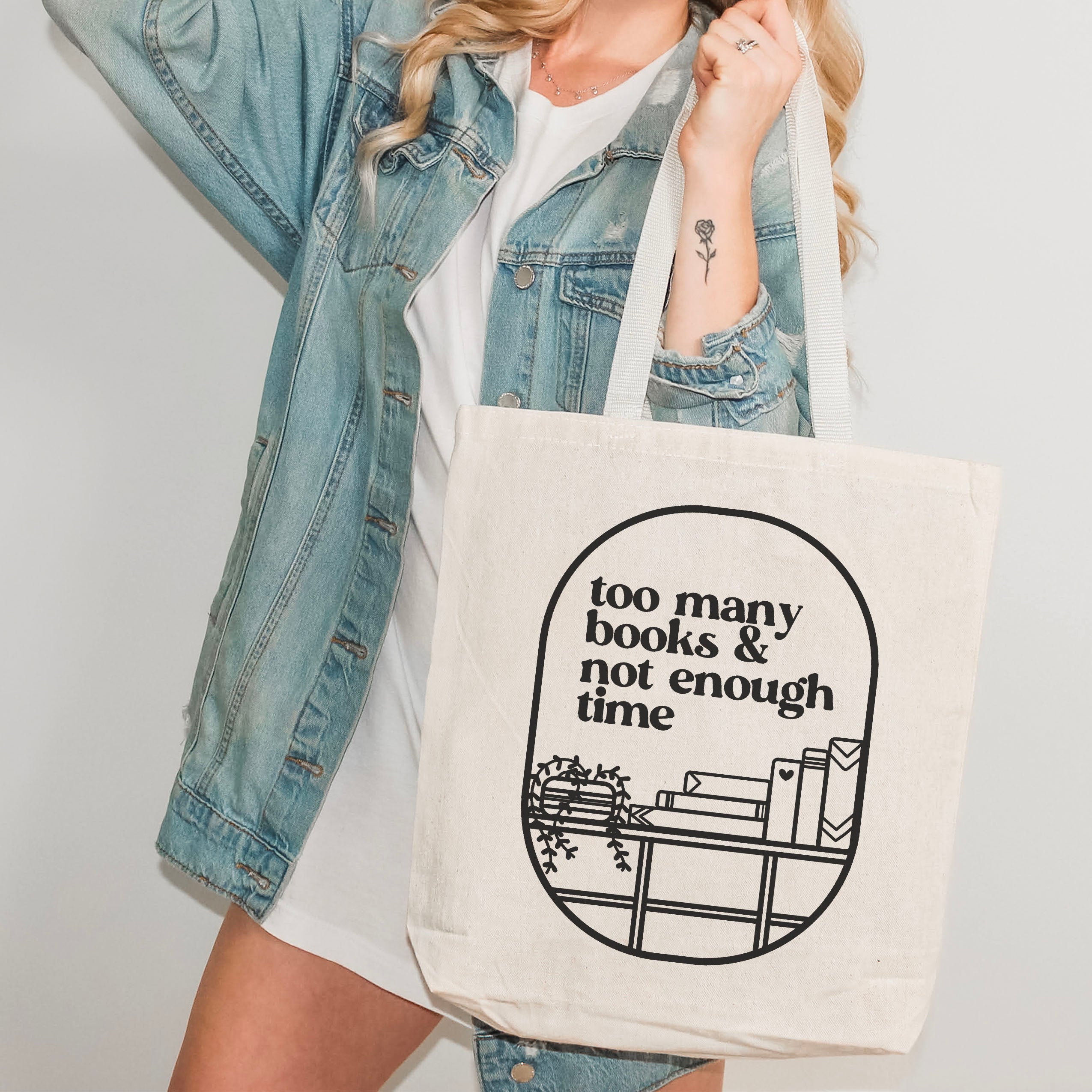 Too Many Books & Not Enough Time canvas tote bag, view 2