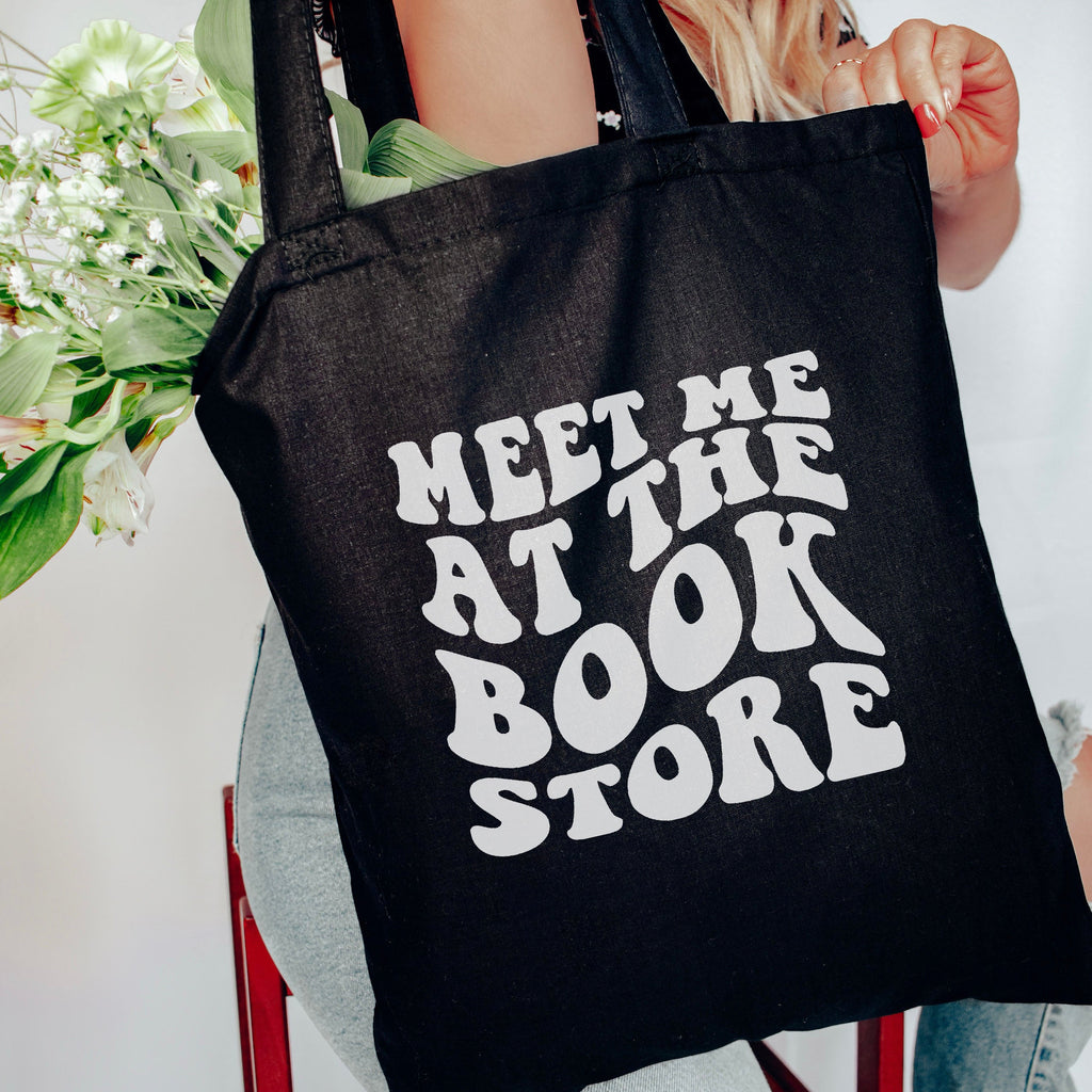 Meet Me at the Bookstore canvas tote bag