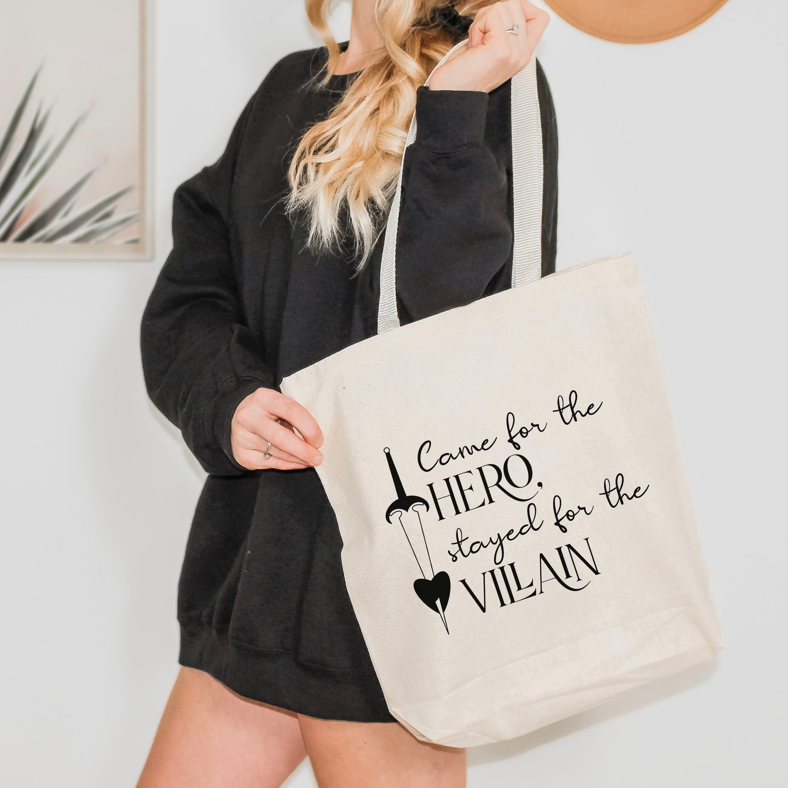Came for the Hero, Stayed for the Villain canvas tote bag, view 2