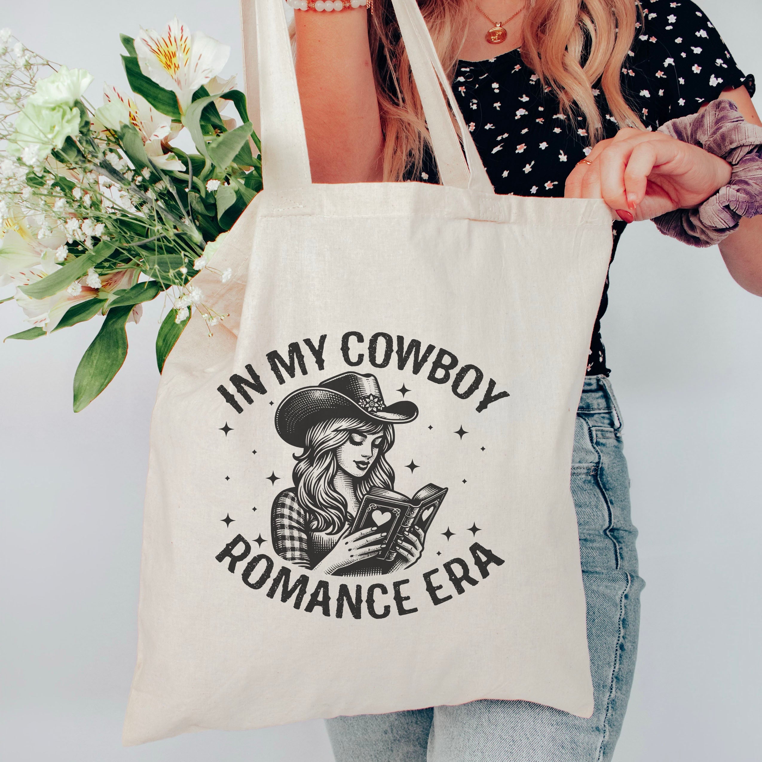 In My Cowboy Romance Era canvas tote bag