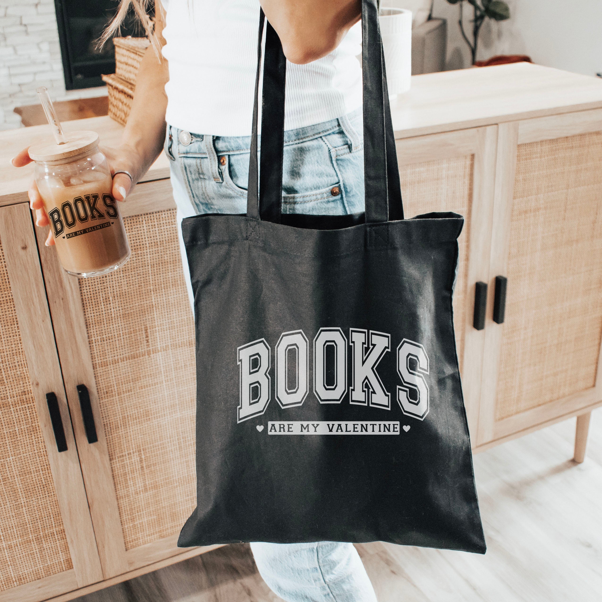 Books Are My Valentine canvas tote bag, view 2