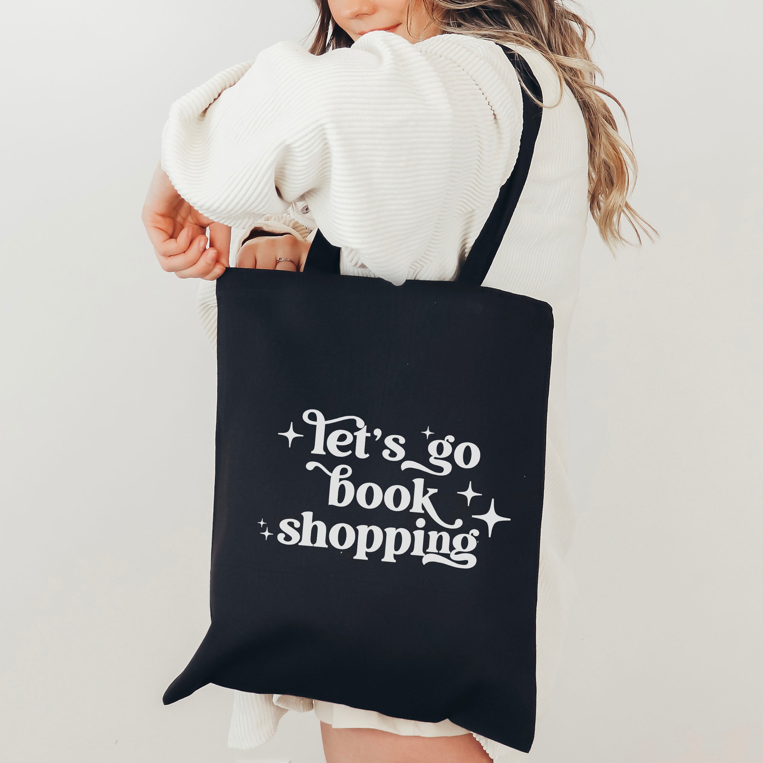 Let’s Go Book Shopping canvas tote bag, view 2
