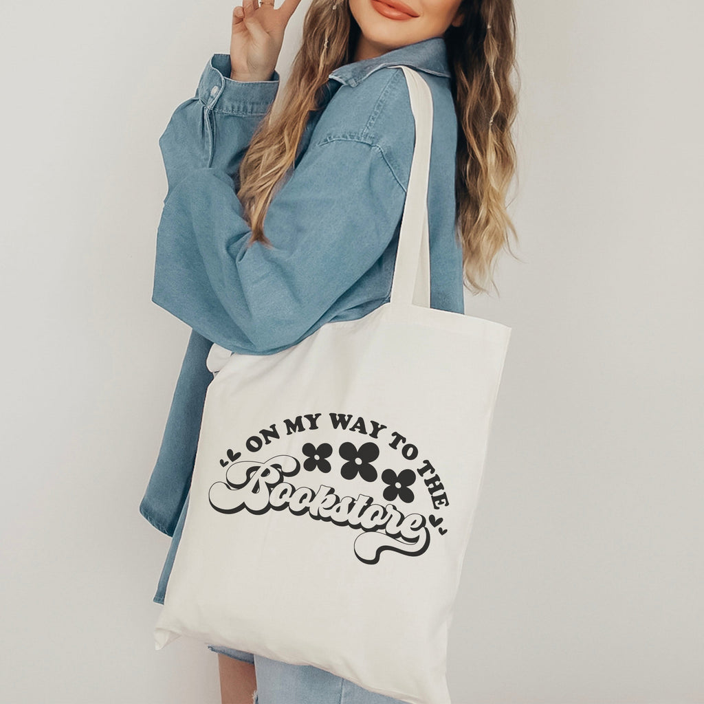 On My Way to the Bookstore canvas tote bag