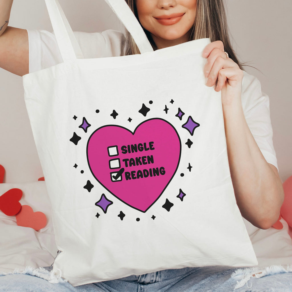 Single, Taken, Reading canvas tote bag, view 2