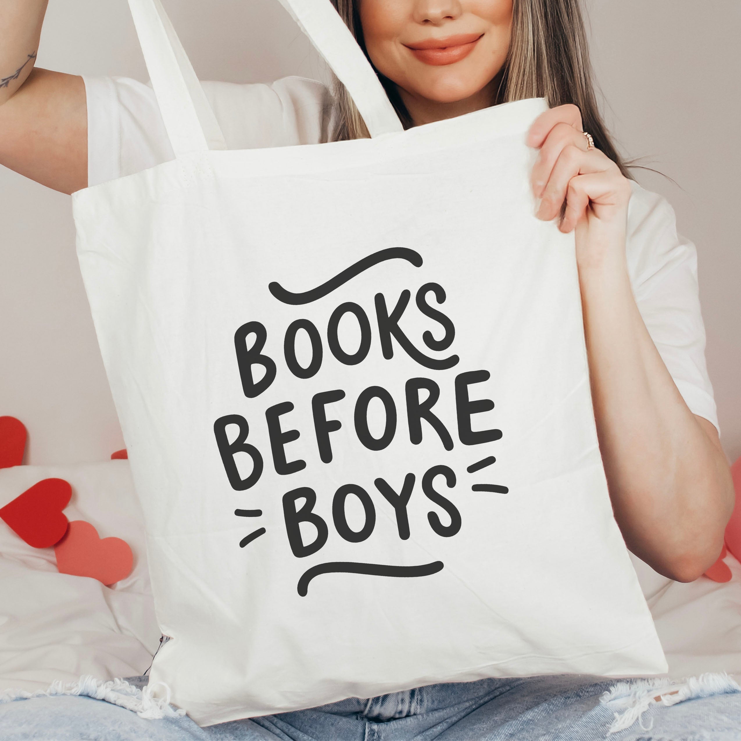 Books Before Boys canvas tote bag, view 2