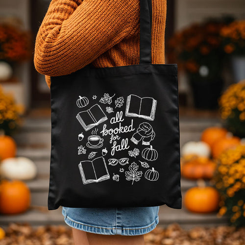 All Booked for Fall canvas tote bag, view 2