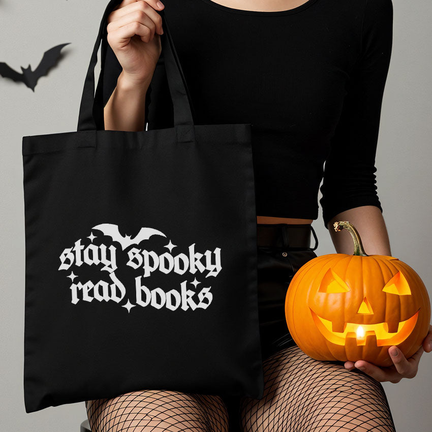 Stay Spooky Read Books canvas tote bag, view 2
