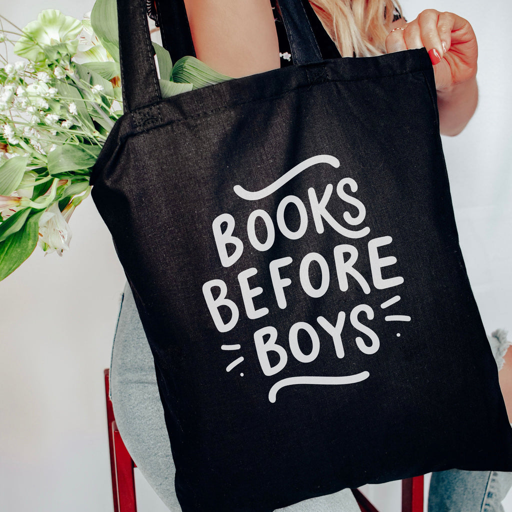 Books Before Boys canvas tote bag, view 3