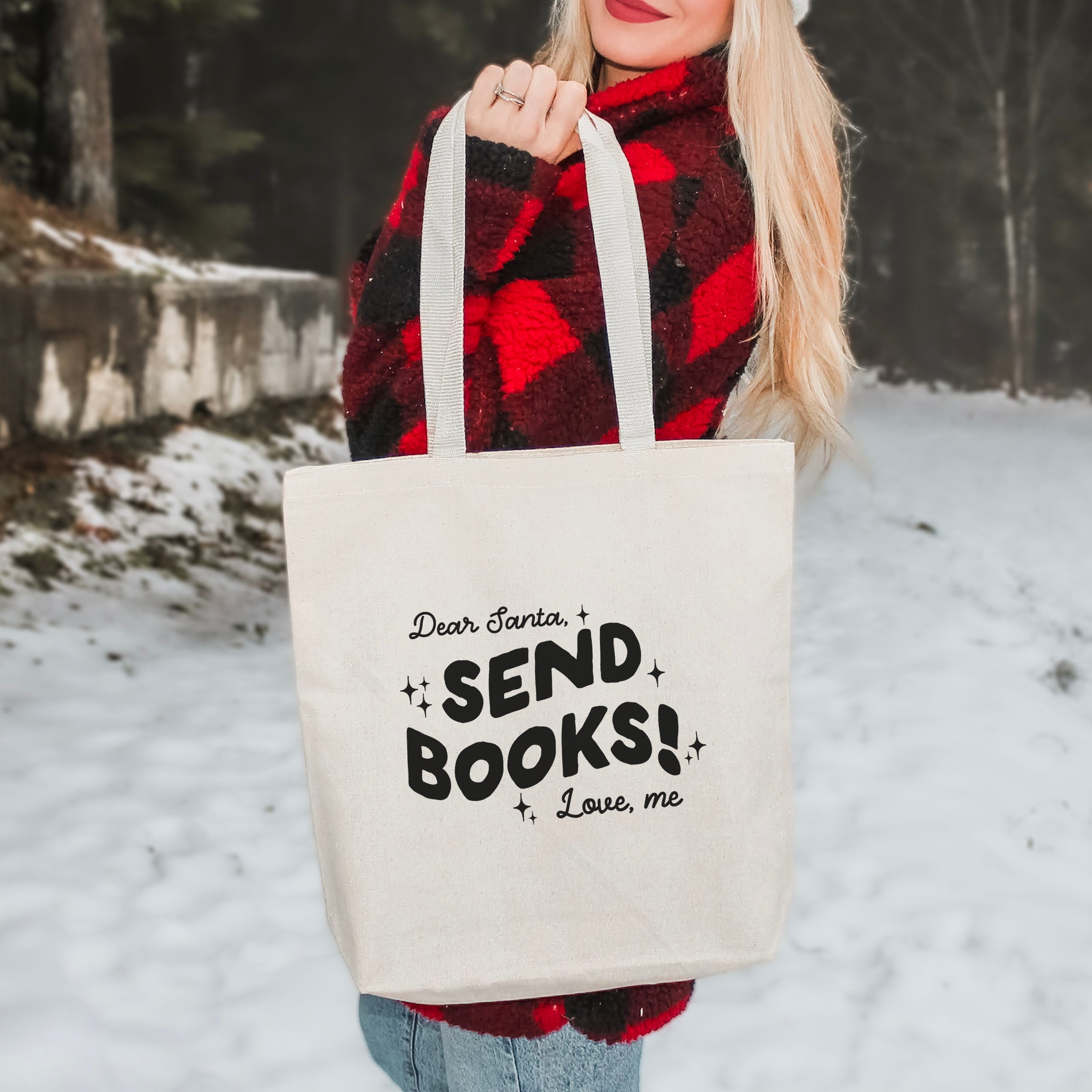 Dear Santa, Send Books! canvas tote bag